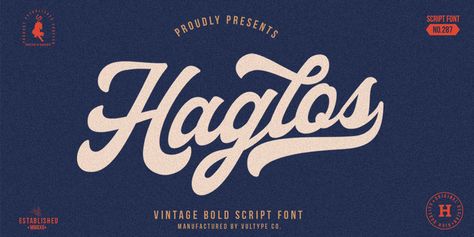 Haglos | Webfont & Desktop font | MyFonts Vintage Script Fonts, Baseball Font, Font Brush, Bold Script Font, Font Handwriting, Handwritten Quotes, Modern Script Font, Free Script Fonts, H Design