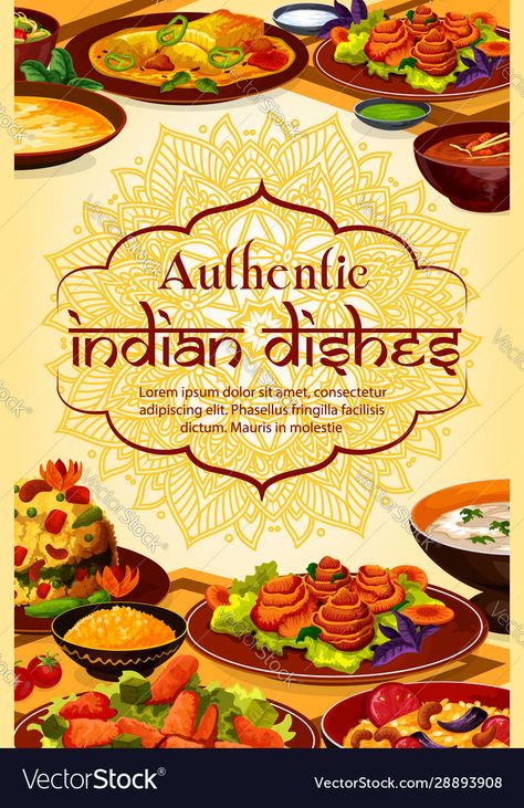 Food Festival Poster, Rice Meat, Food Authentic, Authentic Indian Food, Food Illustration Design, Food Logo Design Inspiration, Veg Restaurant, Masala Spice, Food Menu Design