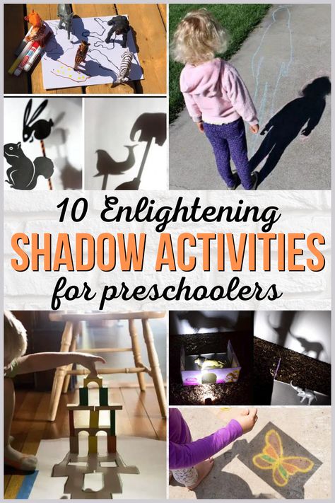 Shadows are formed when light is blocked by an object. On sunny days, shadows of ourselves, trees, houses, and many more are visible. The light from the sun helps create these darker areas. Explore this fact through these ten enlightening shadow activities that are exciting and interesting for young children. Shadow And Reflection Preschool, Prek Shadow Activities, Shadow Play Preschool, Preschool Light Study Activities, Shadow Science Preschool, Shadows For Preschoolers, Shadows And Reflections Preschool, Lights Study Preschool, Preschool Shadow Art