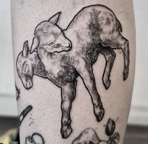 2 Headed Lamb, Two Headed Lamb Tattoo, Rattus Rattus, Lamb Tattoo, Sheep Tattoo, Rabbit Tattoos, R Tattoo, Tattoo Portfolio, Calf Tattoo