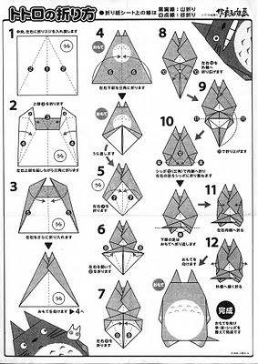 Ghibli Blog - Studio Ghibli, Animation and the Movies: Make Your Own Totoro Origami Kraf Kertas, Origami And Kirigami, Origami Patterns, Folding Origami, Instruções Origami, Origami Paper Art, Origami 3d, Origami Instructions, Paper Toy