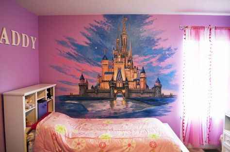 Disneyland castle mural for your room ! Disney Decorations, Disney Mural, Castle Mural, Disney Themed Rooms, Childrens Bedrooms Design, Deco Disney, Disney Room Decor, Disney Bedrooms, Contemporary Bedroom Furniture