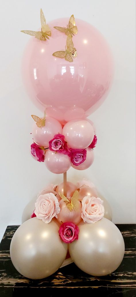 Balloon Table Centerpieces, Party Balloons Diy, Balloon Centerpiece, Bouquet Birthday, Round Gift Boxes, Flower Peony, Clear Balloons, Birthday Mother