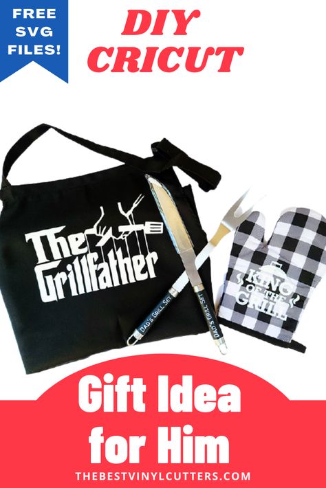 DIY Cricut Gift Idea for Him Cricut Projects For Men, Cricut Gifts For Men, Bbq Svg, Diy Gifts For Men, Circuit Ideas, Cheap Vinyl, Cricut Explore Air 2, Grill Set, Vinyl Gifts