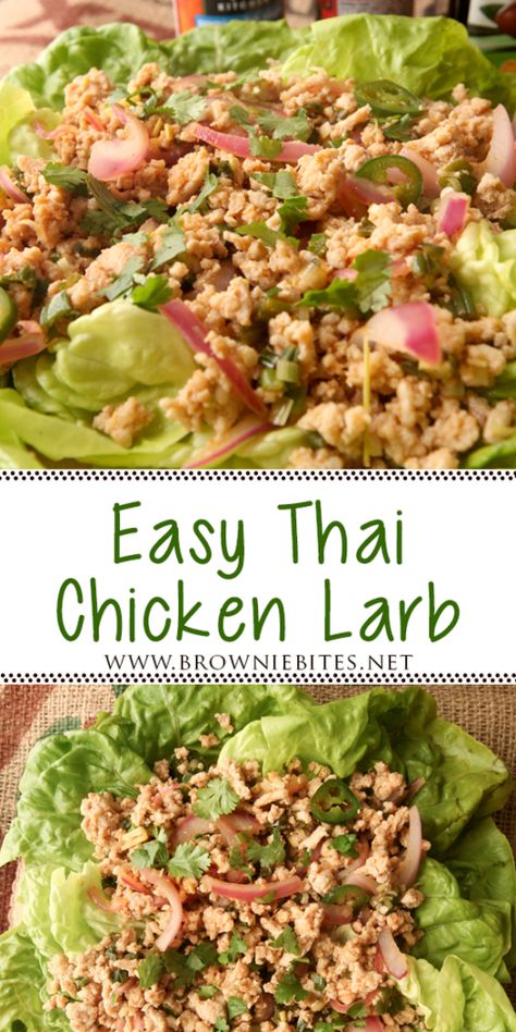 Easy Thai Chicken Larb | Brownie Bites Blog Easy Thai Chicken, Chicken Larb, Larb Recipe, 2024 Meals, Serrano Peppers, What To Make For Dinner, Red Curry Paste, Thai Chicken, Brownie Bites