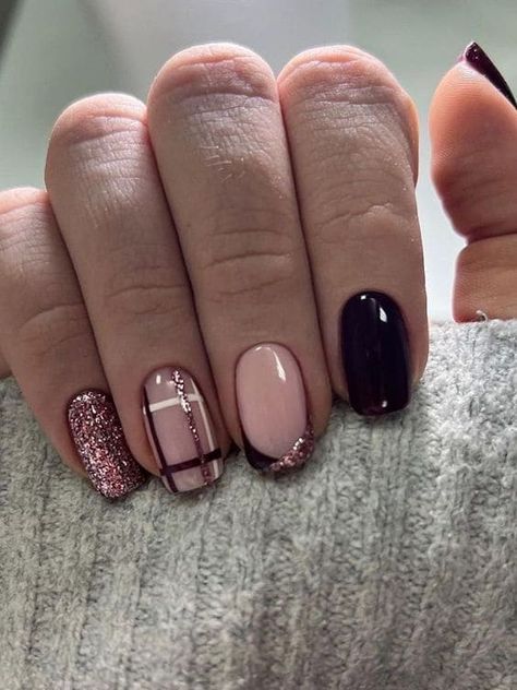 Inspiration Nails, Pink Glitter Nails, Whiten Teeth, Romantic Nails, Gold Glitter Nails, Plaid Nails, Rose Gold Nails, Burgundy Nails, Brace Yourself