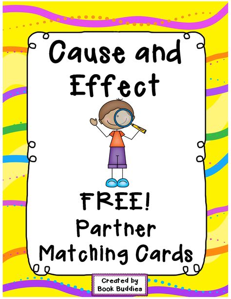 FREE Cause and Effect matching partner cards with thanks from Book Buddies! These fun cards are a great literacy center warm-up for Cause and Effect studies, for matching partners or as a matching game. Cause Effect, Cause And Effect Activities, Partner Cards, Third Grade Reading, 4th Grade Reading, Teaching Ela, 3rd Grade Reading, Cause And Effect, 2nd Grade Reading