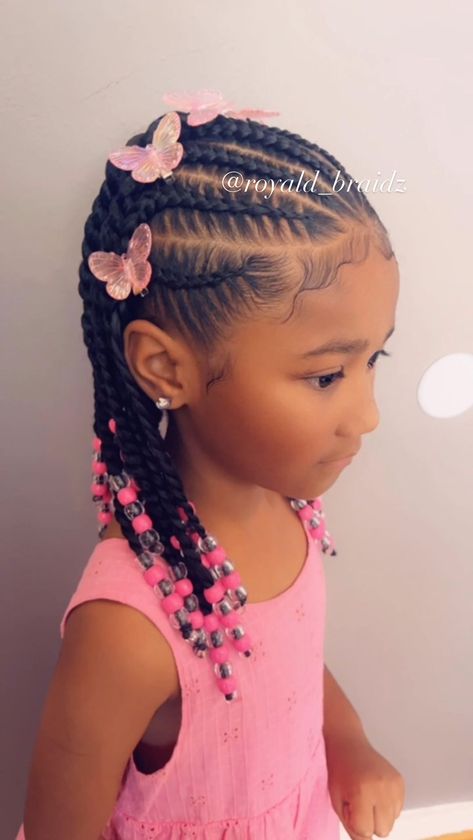 Little Black Girls Hairstyle Ideas, Eight Year Old Hairstyles, Kids Braided Updo Hairstyles, Braid Hairstyles For Toddlers, Toddler Braid Hairstyles, Toddler Girl Braids, Girls Braids Black Kids, Kids Protective Styles, Kid Braid Styles With Beads