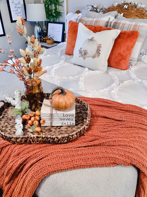 Tap to see our blog featuring all the ways our Kirkland's Insiders styled our bedding collection!n📷: Farm to Table Creations Fall Room Ideas, Holiday Room Decor, Fall Room Decor, Fall Bedroom Decor, Halloween Bedroom, Holiday Room, Halloween Room Decor, Fall Bedding, Fall Living Room