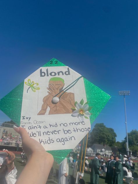 Graduation Cap Album Cover, Frank Ocean Senior Parking Spot, Grad Cap Ideas Album Covers, Frank Ocean Grad Cap Ideas, Album Cover Grad Cap, Frank Ocean Graduation Cap Ideas, Graduation Cap Designs Album Covers, Pretty Grad Caps, Album Graduation Cap