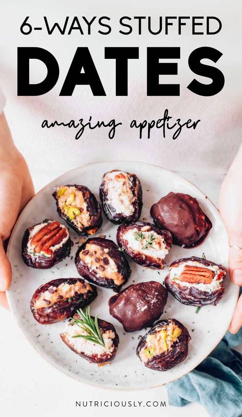 Dates Ideas, Stuffed Dates, Date Recipes, Amazing Appetizers, Recipes Appetizers And Snacks, Idee Pasto Sano, Best Appetizers, Yummy Appetizers, Appetizer Snacks