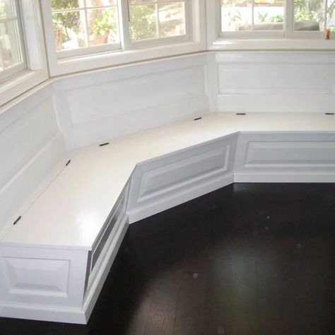 Built In Kitchen Bench - Photos & Ideas | Houzz Kitchen Bench Seating Corner, Corner Booth Seating In Kitchen, Kitchen Banquet Seating, Corner Booth Kitchen Table, Kitchen Corner Bench Seating, Built In Kitchen Bench, Banquette With Storage, Custom Banquette Seating, Custom Banquette