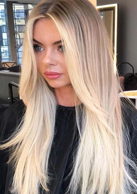 Cutest Bright Blonde Highlights for Sleek Straight Hair in 2019 | Stylezco Bright Blonde Hair, Straight Blonde Hair, Long Layered Haircuts, Blonde Hair Inspiration, Bright Blonde, Blonde Hair Looks, Brown Blonde Hair, Long Blonde, Short Hairstyle