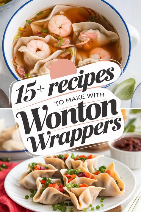 Unleash your kitchen creativity with these feel-good recipes featuring wonton wrappers. From crispy appetizers to sweet treats. these ideas are fun and easy to make. Perfect for family gatherings or cozy nights in. Try dumplings potstickers mini pizzas and dessert bites for a tasty adventure everyone will enjoy! Wonton Wrapper Dessert, Crispy Appetizers, Baked Wontons, Wonton Wraps, Wonton Wrapper Recipes, Wonton Cups, Wonton Recipes, Dessert Bites, Mini Pizzas