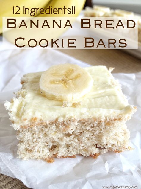 2-Ingredient Banana Bread Cookie Bars Recipe For Banana Bread, 2 Ingredient Desserts, Banana Bread Bars, Cake Mix Cookie Bars, Recipes Using Cake Mix, Banana Bread Cake, Banana Bread Cookies, Banana Bars, Country Cook