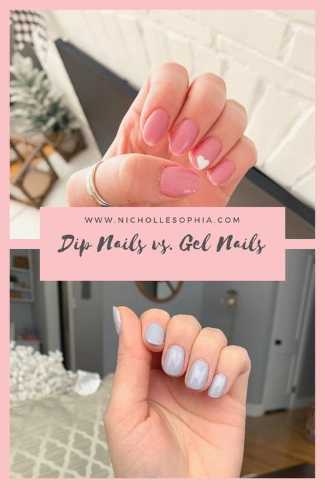 Dip Nails vs. Gel Nails Shellac Vs Dip, Powder Dipped Nail Colors, Dip Vs Shellac Nails, What Is Dip Powder Nails, Dip Or Gel Nails, Dip Nails Vs Acrylic, Shellac Vs Gel Nails, Best Dip Nails, Powder Dip Manicure Ideas