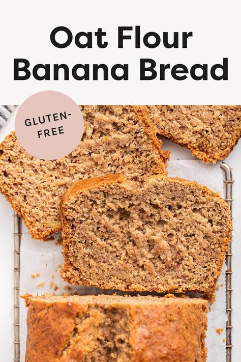 Oat Flour Banana Bread Oat Flour Banana Bread, Banana Oat Bread, Oat Flour Recipes, Banana Bread Cake, Zucchini Banana Bread, Flours Banana Bread, Banana Bread Recipe Healthy, Gluten Free Banana Bread, Easy Banana Bread Recipe