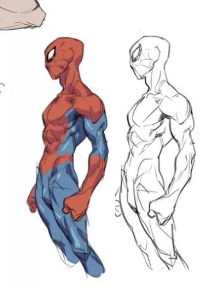 Bend Forward Pose Drawing, Holding Swords Reference Drawing Male, Lean Muscle Reference, Superhero Anatomy Reference, Comic Poses Reference Figure Drawing, Spiderman Anatomy Poses, Male Cartoon Body Reference, Man Riding Horse Drawing Reference, Male Character Anatomy