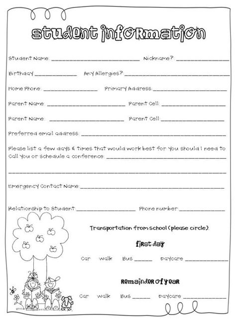 Slide7 Meet The Teacher Ideas, Student Info Sheet, Student Profile, Student Information Sheet, Curriculum Night, Meet The Teacher Night, Pamphlet Template, Teacher Forms, Meet The Teacher Template