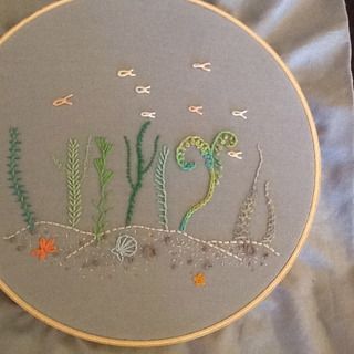 Embroider an Undersea Sampler Friendship Bracelets Ideas, Embroidery Border, Lazy Daisy Stitch, Feather Stitch, Bracelets Ideas, Embroidery Alphabet, Embroidery Sampler, Star Embroidery, Attention Span