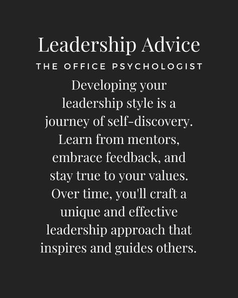 What kind of leader are you? Leadership isn't a one-size-fits-all role; it's a path of personal growth and development. To craft your unique leadership style, seek guidance from mentors who inspire you. Embrace feedback, both constructive and affirming, to refine your approach. Most importantly, stay true to your values, as they serve as your compass in decision-making and interactions. Over time, these experiences and reflections will help you create a leadership style that is authentic, effec True Leadership Quotes, Leadership Styles, Leadership Accountability Quotes, Good Manager Quotes, Leadership Aesthetic, Employer Quotes, Career Development Quotes, Educational Leadership Quotes, Leadership Philosophy Examples