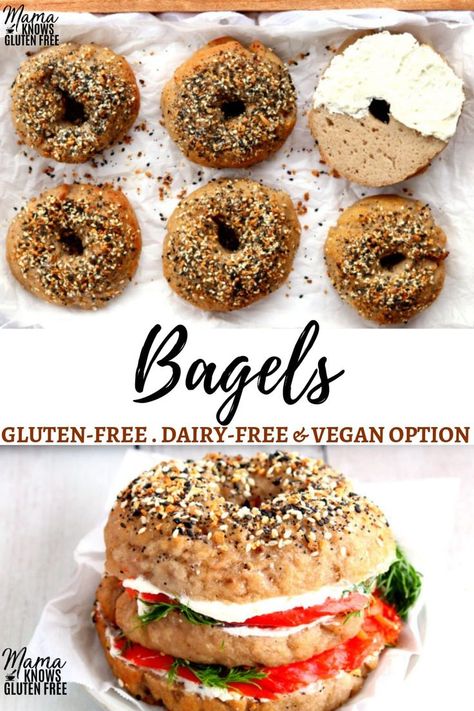 An easy homemade gluten-free bagel recipe for big, soft and chewy bagels. The recipe has a dairy-free and Vegan option. #bagels #glutenfreerecipes #dairyfree #vegan #recipes #healthyrecipes #glutenfree #weightlossfood #wellnesstips #healthylifestyle #dinnerrecipe Vegan Bagels, Gluten Free Bagel Recipe, Pillsbury Gluten Free, Montreal Style, Vegan Bagel, Canadian Cuisine, Gluten Free Bagels, Boys Food, Pan Sin Gluten