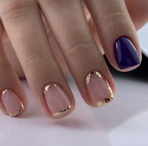 Purple And Gold Short Nails, Purple And Gold Nails Short, Dark Purple And Gold Nails, Gold Short Nails, Gold Nails Short, Purple And Gold Nails, Gold Shorts, Short Nail, Short Nail Designs