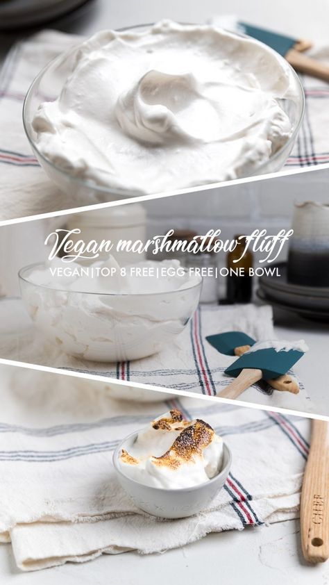 Vegan Marshmallow Fluff - Make It Dairy Free Vegan Marshmallow Fluff, Healthy Marshmallows, Vegan Bakes, Marshmallow Fluff Recipes, Sugar Free Marshmallows, Homemade Marshmallow Fluff, Marshmallow Desserts, Homemade Marshmallow Recipe, Meringue Cookie Recipe