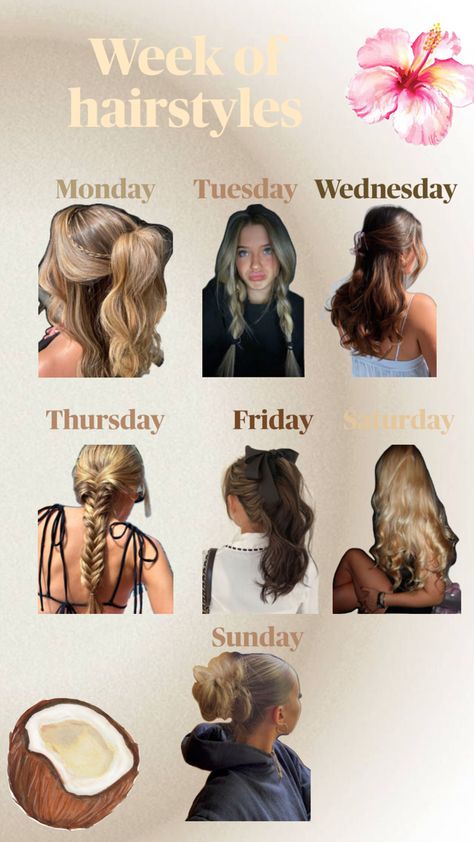 Hair inspo | week of hairstyles Week Of Hairstyles, Dutch Braids Short Hair, Medium Hair Up, Preppy Hairstyles, Hairstyle Examples, Easy Hairstyles For Thick Hair, Disney Hair, Easy Hairstyles For Medium Hair, Hair Upstyles