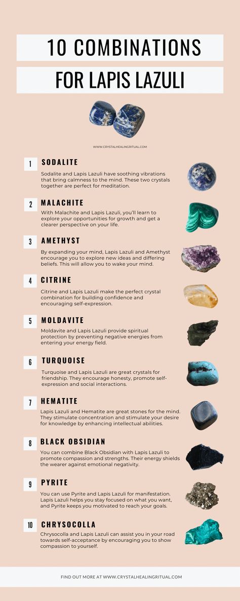 Crystals Lapis Lazuli, Malachite Crystal Combinations, Lapis Crystal Meaning, Lapis Lazuli Combinations, Picasso Jasper Crystal Meaning, Healing Crystal Combinations, Crystal Pairing Chart, Lapiz Lazuli Crystal Meaning, Crystal Combinations Powerful