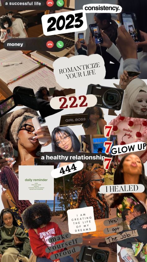 #2023visionboard #visionboard #2023 #newyear #aesthetic #blackgirl Blackgirl Aesthetics, Newyear Aesthetic, Aries Baby, Vision Board Pictures, Remember Why You Started, Life Balance, Daily Reminder, Healthy Relationships, Glow Up?