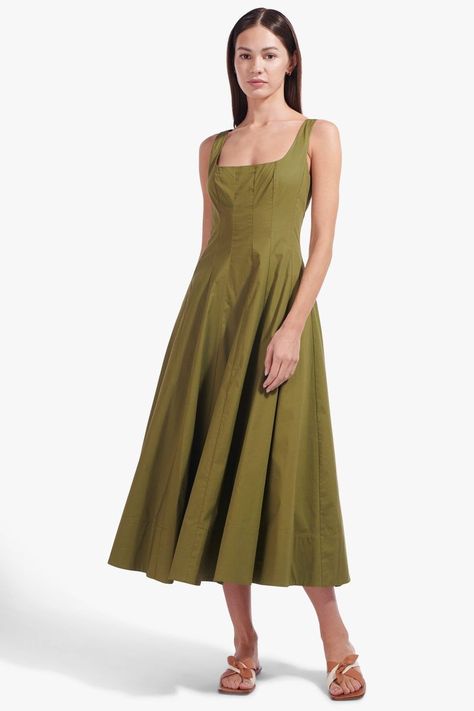 STAUD WELLS DRESS OLIVE Staud Wells Dress, Staud Dress, Staud Dresses, Dresses Wedding Guest, Brand Kit, Wedding Guest Dresses, Dress Evening, Dress Mini, Corset Style