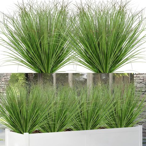 PRICES MAY VARY. Package and size: The package includes 12 bundles of artificial wheat grass, each bunch of tall artificial plants outdoor is about 20 inches long. Material: Artificial outdoor plants are made from high quality UV resistant plastic material, more realistic, vibrant color. Faux plants outdoor does not need maintenance or care. Long-lasting: Fake grass stems are uv resistant and vivid realistic, can be put anywhere. Artificial outdoor faux plant maintains its spring green color thr Fake Plant Garden Outdoor, Artificial Plants Front Yard, Artificial Plant Outdoor Ideas, Landscaping With Artificial Plants, Landscaping With Fake Plants, Faux Plants For Outdoor Planters, Faux Patio Plants, Fake Trees Outdoor, South Texas Landscaping Ideas