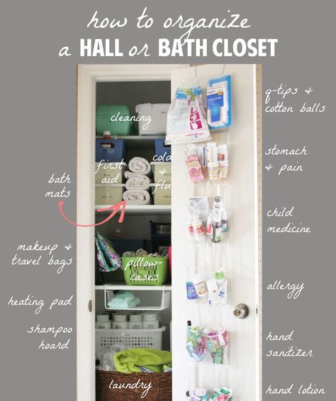 Hall Closet Organization Hobbit Cottage, Office Closet Ideas, Hall Closet Organization, Beautiful Organization, Organize Bathroom, Bathroom Linen Closet, Closet Room Organizer, Bathroom Closet Organization, Organizing Linens