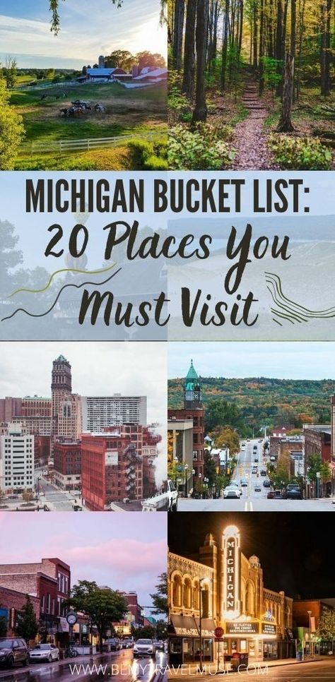 20 places you MUST visit when traveling to Michigan. From the popular Detroit, Traverse City, Sleeping Bear Dunes National Lakeshore, to lesser known local spots, this list will help you plan the best Michigan itinerary for your trip. #Michigan Michigan Itinerary, Places To Visit In Michigan, Things To Do In Michigan, Pictured Rocks National Lakeshore, Isle Royale National Park, Harbor Springs, Sleeping Bear, Mackinac Island, Traverse City