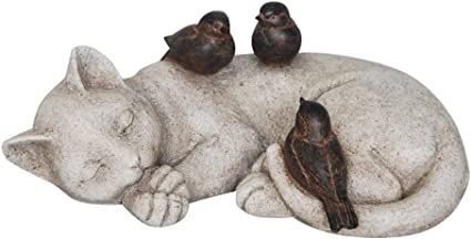 Comfy Hour Loving Memory Collection 12" Length Garden Accent Decorative Sparrows On Cat Figurine, Polyresin Statue Stone Looking 2 Animals, Resin Figurine, Cat Whisperer, F2 Savannah Cat, Craft Painting, Blanket Basket, Russian Blue Cat, Cat Figurines, Mosaic Pattern