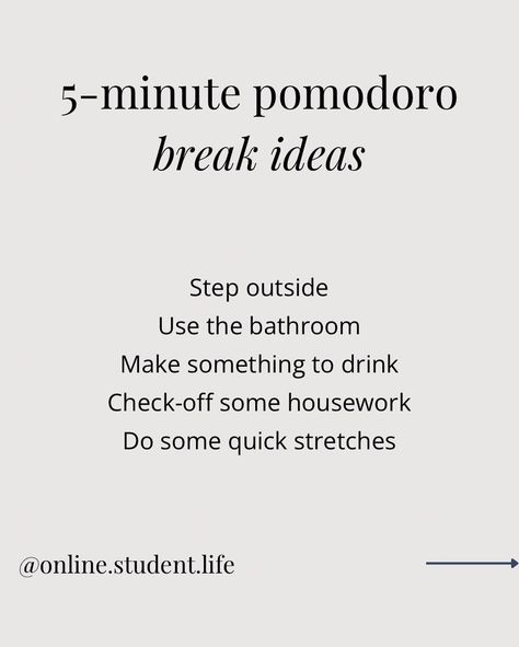 10 things to do on a short pomodoro break ⏰   📍Save this post to maximize your study sessions!   Did you know that a study published by the British Journal of Educational Psychology found that students who “[Took] pre-determined, systematic breaks during a study session…appeared to have efficiency benefits (i.e., similar task completion in shorter time) over taking self-regulated breaks.”   So the next time you’re wondering how to recharge during your next 5-minute pomodoro break, swipe throu... College Supplies, Study Session, Study Sessions, Educational Psychology, Knowing You, Did You Know, Psychology, Things To Do, The Outsiders