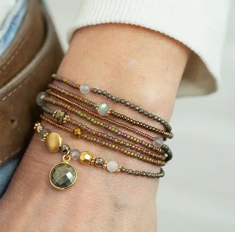 Pyrite Bracelet, MIDSUMMER BIRTHSTONE, Pyrite, Moonstone, Labradorite, Hematite, Wraps 7 times, Wrap Bracelets Long Seed Bead Necklace, Crazy Jewelry, Layering Bracelets, Pyrite Pendant, Pyrite Bracelet, Multi Wrap Bracelet, Bracelet Layering, Peridot Bracelet, Carnelian Bracelet