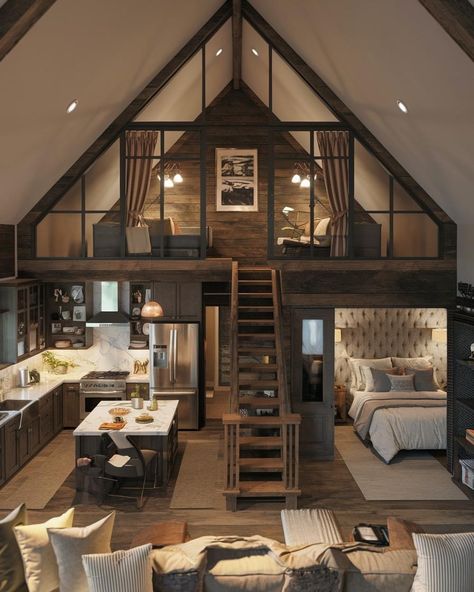 Small Loft House Design, A Frame Cabin Plans, Barn House Interior, Loft House Design, House Image, Beach House Living Room, Small Cottage Homes, Need More Space, Tiny House Floor Plans