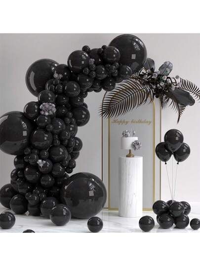 Holiday Party Decorations Christmas, All Black Party, Black And White Balloons, Black Party Decorations, Halloween Social, Halloween Balloons, Gender Reveal Party Decorations, Birthday Balloon Decorations, Black Balloons