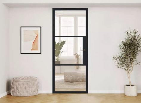 Aluspace Aluminium Single Internal Door Builder French Doors With Sidelights, Black French Doors, Crittal Doors, Aluminium French Doors, External French Doors, Internal French Doors, Internal Glass Doors, Aluminium Sliding Doors, Wooden French Doors