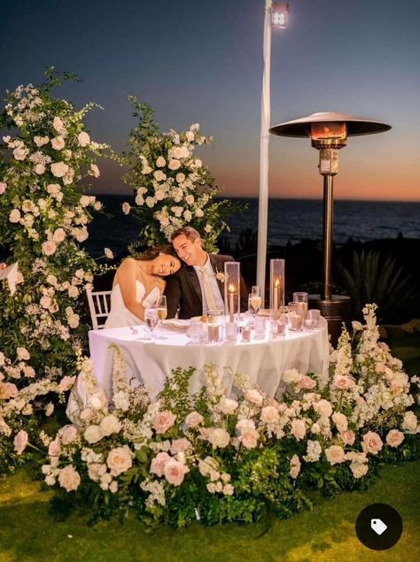 Romantic Sweetheart Table, Spring Wedding Reception, Wedding Couple Table, Brides Table, Bride Groom Table, Laguna Beach Wedding, Montage Laguna Beach, Sweetheart Table Decor, Oceanfront Wedding