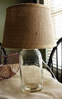 How to make a mason jar lamp. would be cute if the cord came out the bottom of the jar and the jar filled with river rock.