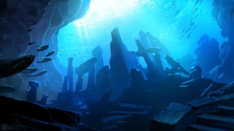 Ocean Games, Dnd World Map, Underwater Painting, Underwater Theme, Underwater City, Water Background, Underwater Art, Fantasy Decor, Consciousness Art