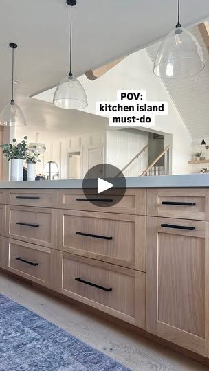 32K views · 2.9K reactions | 🏠kitchen island must-do🏠
All drawers are a must and add-in slow close, too! Always add extra storage in the back with roll out drawers (less money than regular drawers). 
Our island is 14 feet and it’s the perfect length for entertaining! | That Idaho Patriot Mom Extra Deep Kitchen Counters, Kitchen Island Storage Ideas Drawers, Kitchen Island With All Drawers, 7ft Kitchen Island, Wrap Around Island Seating, Under Kitchen Island Storage Ideas, Kitchen Island Cabinets Layout, Built In Buffet Kitchen, Kitchens With Islands