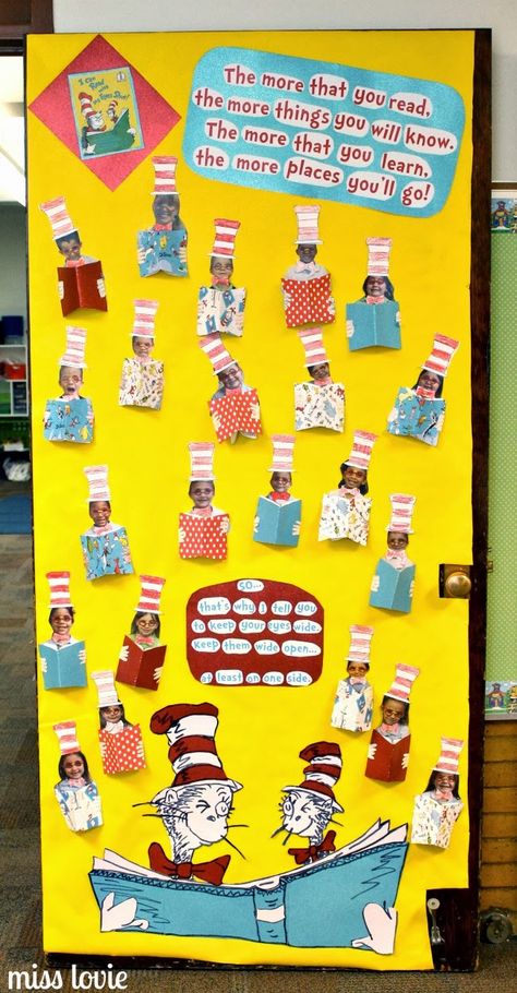 Miss Lovie: Dr. Seuss Door Decoration: I Can Read With My Eyes Shut Dr. Seuss Door, Dr Seuss Door, Dr Seuss Classroom Door, Dr Seuss Bulletin Board, Dr Seuss Teacher, Teacher Door Decorations, Dr Seuss Classroom, Dr Seuss Activities, Dr Seuss Crafts