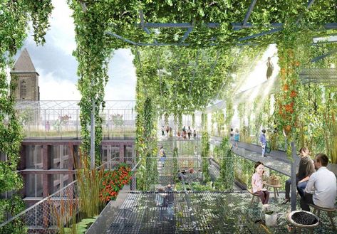 Rooftop Greenhouse, Urban Utopia, Solar Punk, Future Cities, Industrial District, Eco City, Vertical Landscape, Urban Agriculture, Urban Farm