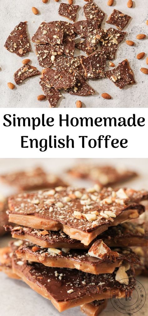 English Butter Toffee, Chocolate Almond Toffee Bark, Easy Almond Toffee Recipe, Almond Toffee Cookies, Almond Toffee Brittle, Chocolate Almond Brittle Recipes, Grandmas Famous English Butter Toffee, Enstrom Almond Toffee Recipe, Chocolate Covered Toffee