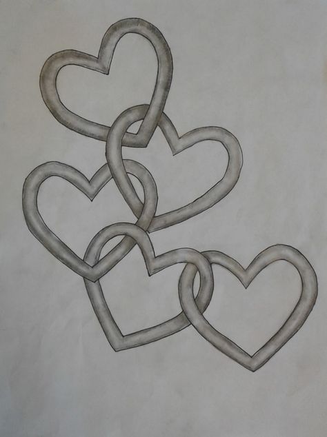 Connected Heart Tattoo, Linking Hearts Tattoo, Two Hearts Linked Together Tattoo, Chains Around Heart Drawing, Heart Wrapped In Chains Tattoo, Entwined Hearts Tattoo, Connected Hearts Drawing, Hearts Intertwined Tattoo, Valentine Drawing