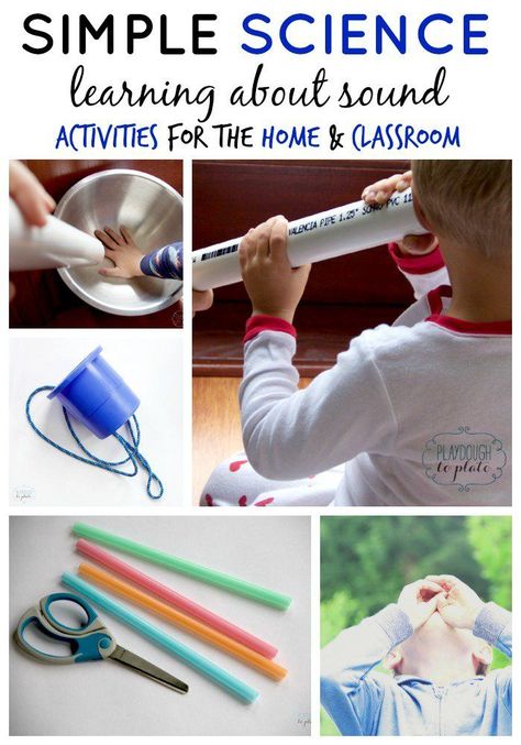 Simple Sound Science Experiments for Kids. Great activities for a mini-sound science unit. Physical Science Activities, Playdough To Plato, Sound Science, Weather Art, Science Experiments For Kids, Experiments For Kids, First Grade Science, Preschool Music, Easy Science Experiments